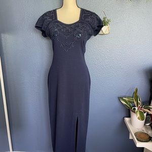 Navy blue beaded dress - size small